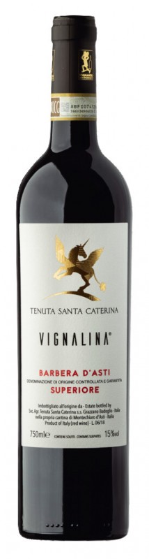 Barbera d`Asti sup. DOCG Vignalina, wain merah, Tenuta Santa Caterina - 0.75 l - Botol