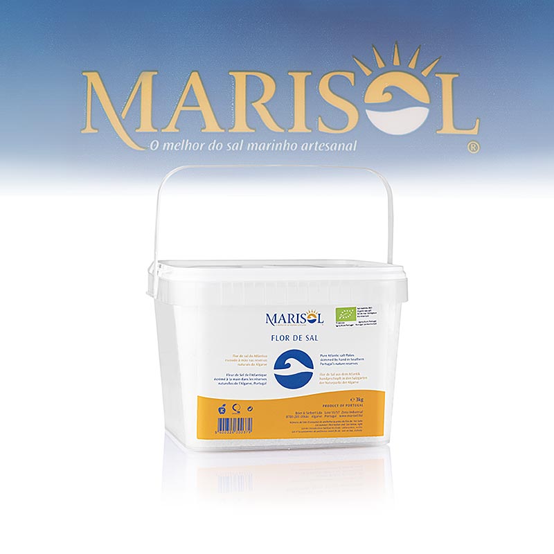 Marisol® Flor de Sal - La Fleur de Sel, CERTIPLANET, certifie Casher, BIO - 3kg - Seau PE