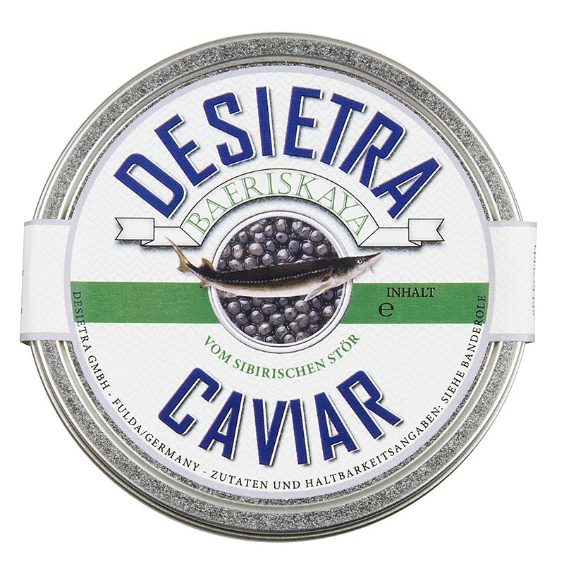 Kaviar Desietra Baeriskaya (baerii), ribogojstvo, brez konzervansov - 50 g - plocevinke