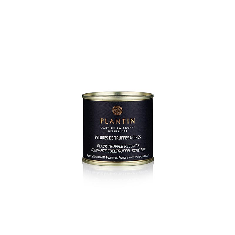 Winter truffle (Tuber Melanosporum), pelures, truffle shells and slices, plantin - 60g - can Winter truffle (Tuber Melanosporum), pelures, truffle shells and slices, plantin - 60g - can