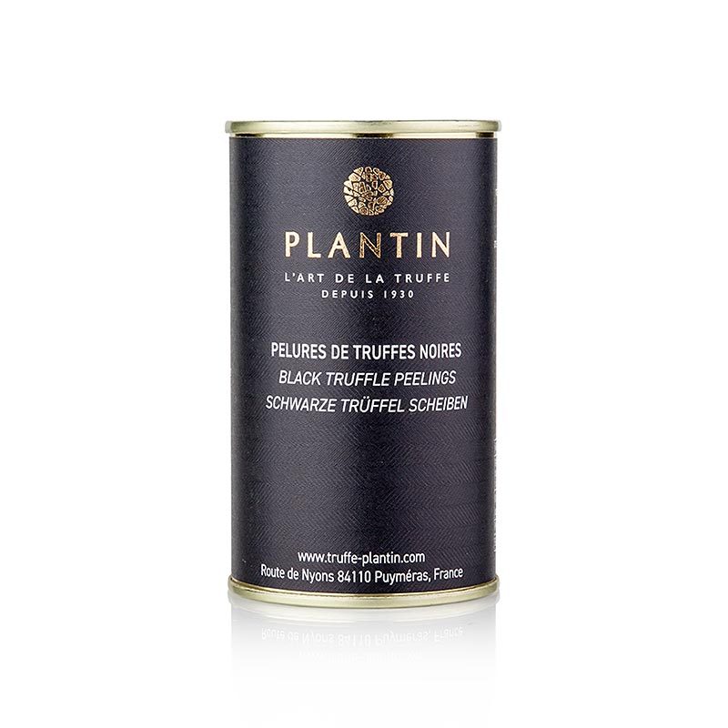 Winter truffle (Tuber Melanosporum), pelures, truffle shells and slices, plantin - 105g - can Winter truffle (Tuber Melanosporum), pelures, truffle shells and slices, plantin - 105g - can