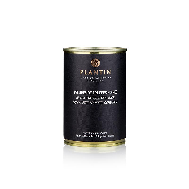 Winter truffle (Tuber Melanosporum), pelures, truffle shells and slices, plantin - 210g - can Winter truffle (Tuber Melanosporum), pelures, truffle shells and slices, plantin - 210g - can