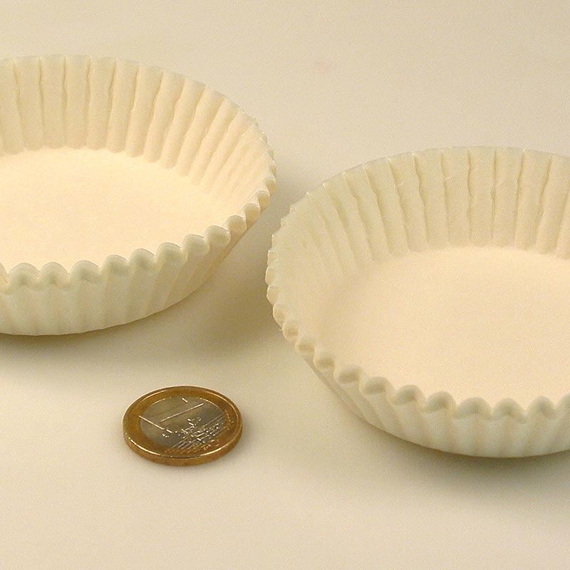 Papieren capsules, wit, Ø 70 / 77mm, 20mm hoog - 1000 stuks - Karton