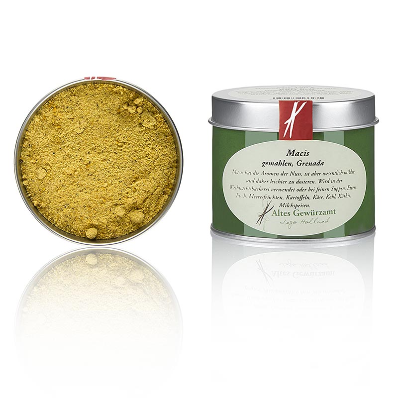 Macis - Muskatblüte, gemahlen, Altes Gewürzamt, Ingo Holland - 80 g - Dose Macis - Muskatblüte, gemahlen, Altes Gewürzamt, Ingo Holland - 80 g - Dose