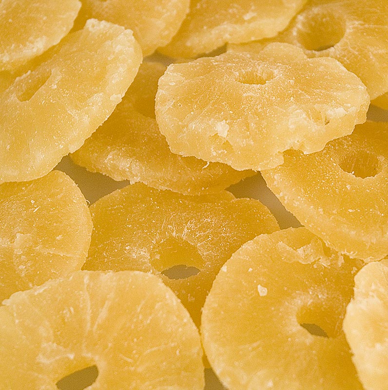 Rondelles d`ananas sechees, sucrees, soufrees - 1 kg - sac