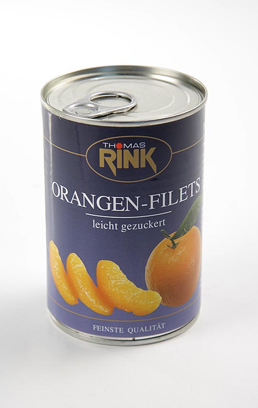 Filety pomaranczowe - kalibrowane segmenty, lekko slodzone Thomas Rink - 425g - Moc