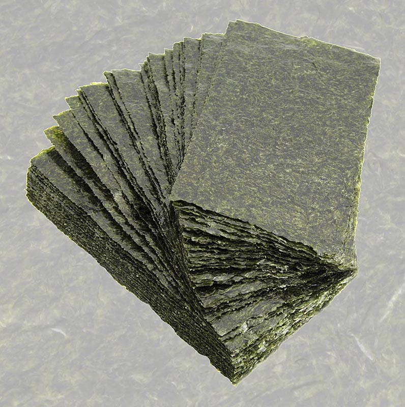 Yakinori polovicna velikost, posuseni listi morskih alg, prazeni, zlato - 125 g, 100 listov - torba
