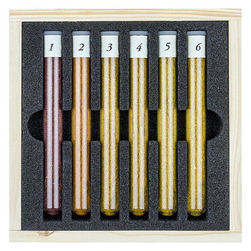 Curry Gewürzkiste, 6 Reagenzgläser a 10g Altes Gewürzamt, Ingo Holland - 60 g, 6 St - Holzkiste Curry Gewürzkiste, 6 Reagenzgläser a 10g Altes Gewürzamt, Ingo Holland - 60 g, 6 St - Holzkiste