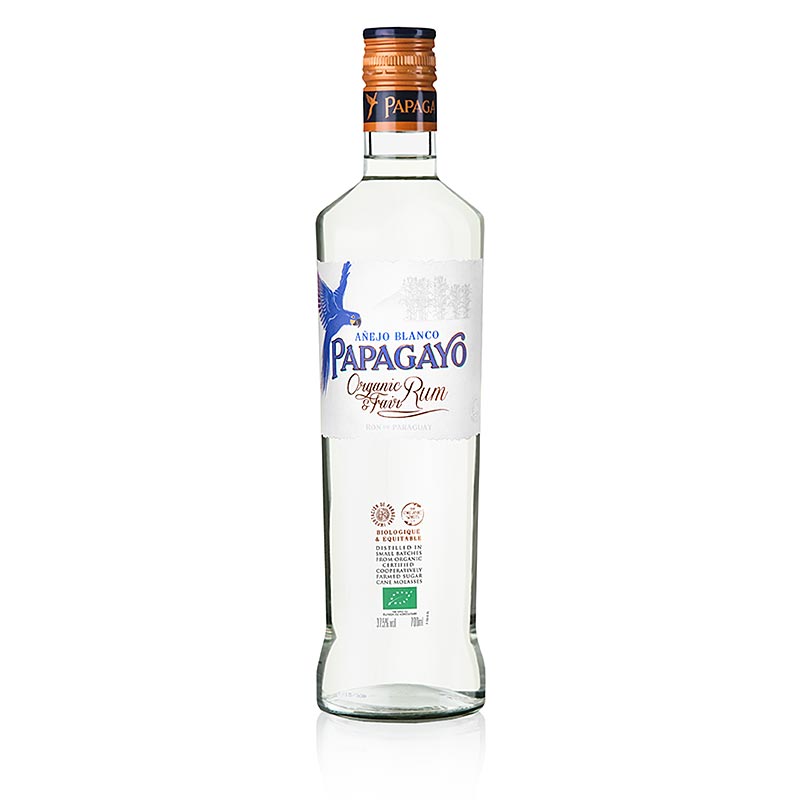 Rom alb organic Papagayo, 37,5% vol., BIO - 700 ml - Sticla