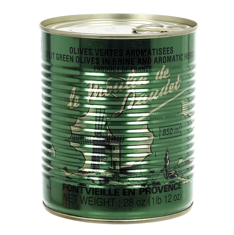Masline verzi, fara samburi, cu ierburi de Provence, in saramura - 800 g - poate sa Masline verzi, fara samburi, cu ierburi de Provence, in saramura - 800 g - poate sa
