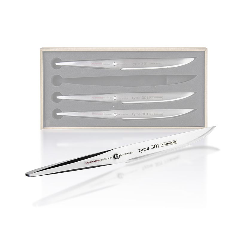 Set de cutite pentru friptura Chroma tip 301 P-16: 4 x P-15 - Design by FA Porsche - 4 piese - cutie Set de cutite pentru friptura Chroma tip 301 P-16: 4 x P-15 - Design by FA Porsche - 4 piese - cutie
