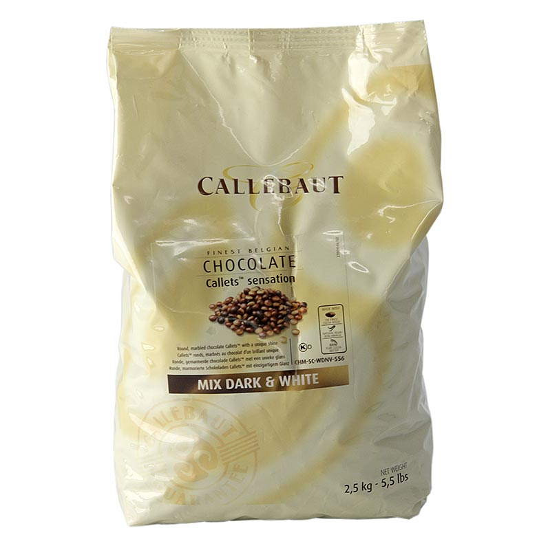 Callets Sensation Marbled, mramorovane cokoladove perly, 38,9 % kakaa, Callebaut - 2,5 kg - Taska