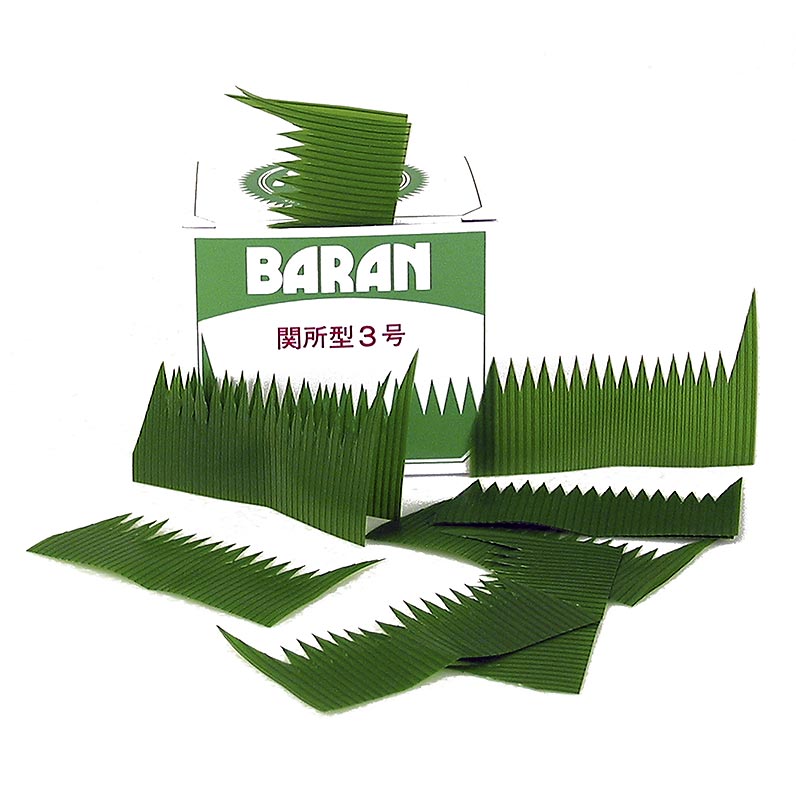 Sushi decoration - baran, trimmed green leaves, plastic - 1000 pieces - Cardboard