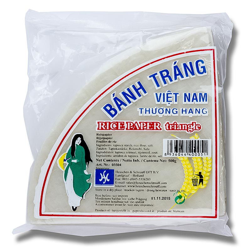 Rice paper, triangular, 15cm side length - 500g, 57 sheets - bag Rice paper, triangular, 15cm side length - 500g, 57 sheets - bag