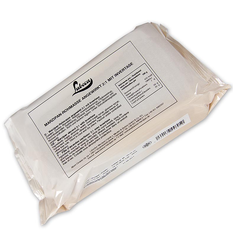 Raw marcipan, smichany 2:1 - modelovaci marcipan, 35% stredomorske mandle, Lubeca - 1 kg - folie