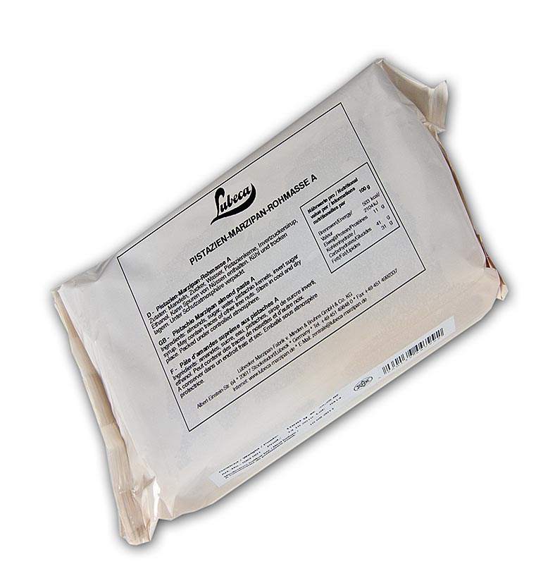 Martipan cu fistic crud, PM, 43% migdale mediteraneene si 9% fistic, Lubeca - 1 kg - folie Martipan cu fistic crud, PM, 43% migdale mediteraneene si 9% fistic, Lubeca - 1 kg - folie