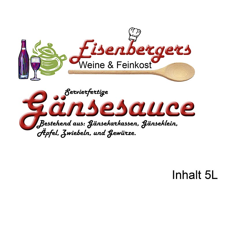 Eisenberger`in kirmizi sarapla tatlandirilmis kaz sosu, kis mevsimi - 5 litre - Pe kova