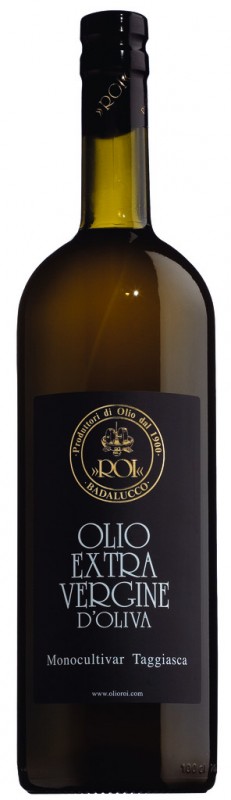 Olio extra virgin Monocultivar Taggiasca, oliwa z oliwek z pierwszego tloczenia Monocultiva taggiasca, Olio Roi - 1000ml - Butelka