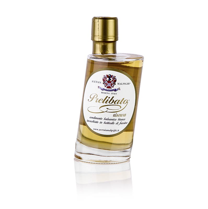 Prelibato, Balsamico Bianco Condiment Riserva, 8 lat, beczka z drewna jesionowego, Malpighi - 200ml - Butelka Prelibato, Balsamico Bianco Condiment Riserva, 8 lat, beczka z drewna jesionowego, Malpighi - 200ml - Butelka