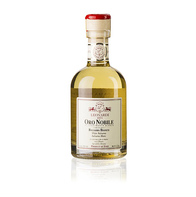 Balsamic Bianco Oro Nobile, 4 ev, tolgyfa hordo, Leonardi (G420) - 250 ml - Uveg