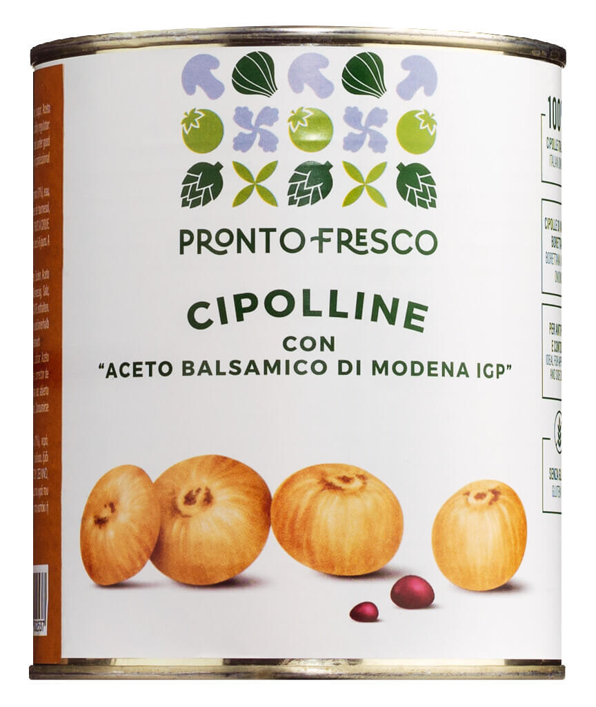 Cipolline all`Aceto balsamico di Modena IGP, Borretane - cibula v balzamiku, Greci, Prontofresco - 840 g - moct