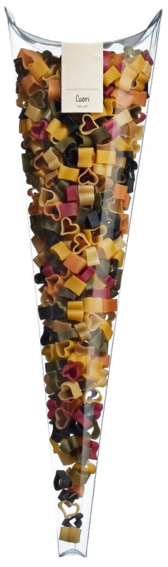 Paste di grano duro, Cuori, punga de paste colorate, inimioare, Cascina San Giovanni - 500 g - ambalaj Paste di grano duro, Cuori, punga de paste colorate, inimioare, Cascina San Giovanni - 500 g - ambalaj