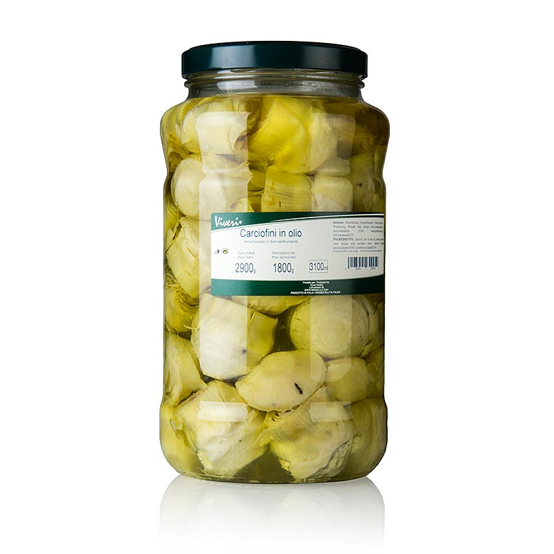 Viveri Pickled artichoke hearts, whole, with spices, in sunflower oil - 2.9kg - Glass