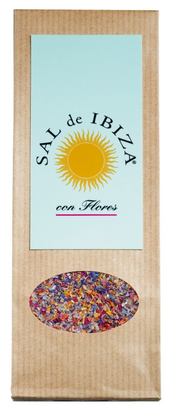Granito con flores, yedek, cicekli deniz tuzu, pencere cantasinda, Sal de Ibiza - 150g - canta