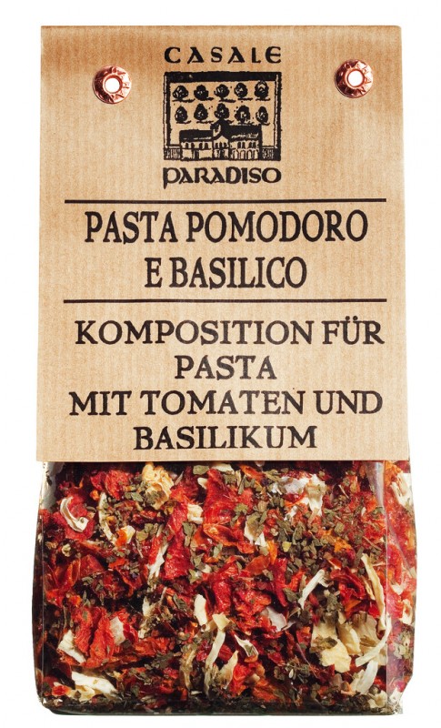 Priprava zacimb za testenine paradiznikova bazilika, Pomodoro e basilico, Casale Paradiso - 100 g - torba