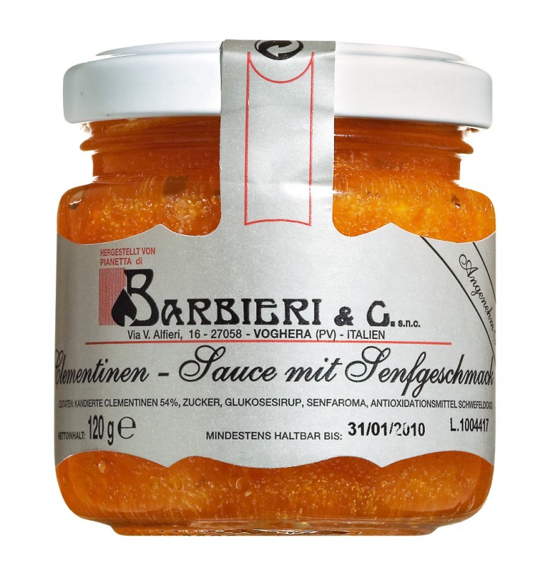 Salsa di clementine, klementinska horcicna omacka, pikantne-sladka, Barbieri - 106 ml - Sklenka