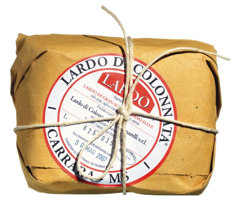 Lardo Giannarelli Colonata-bol, kover szalonna hazi sertesbol, Giannarelli - kb 750 g - Darab