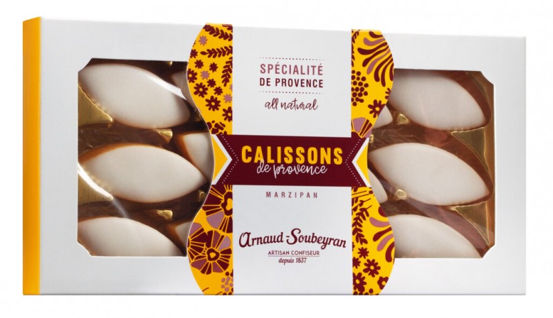 Calissons de Provence, wyroby cukiernicze z migdalow i melonow, pudelko upominkowe, Arnaud Soubeyran - 140g - Pakiet