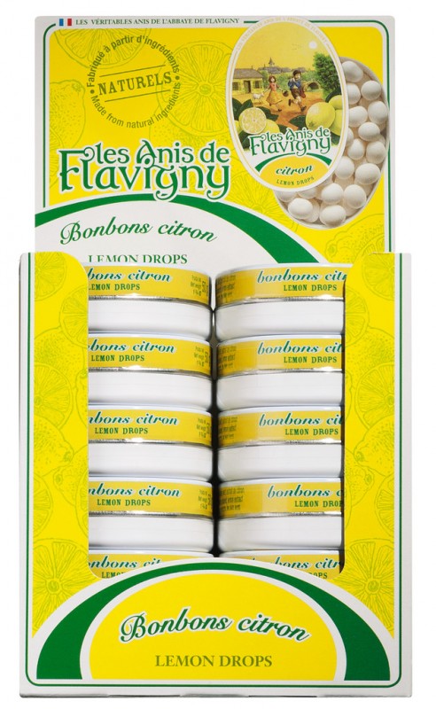 Candies Citron, Display, Candies with limun, Display, Les Anis de Flavigny - 12 x 50g - 