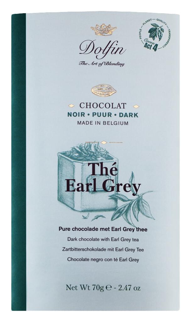 Tableta, noir au earl grey, temna cokoladna ploscica s cajem Earl Grey, Dolfin - 70 g - tabla