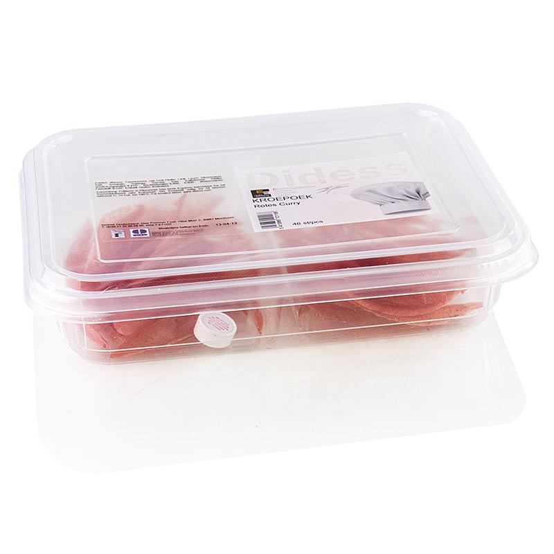 Kroepoek s cervenym kari, nepeceny, cerveny - 105 g, 48 kusov - PE skrupina
