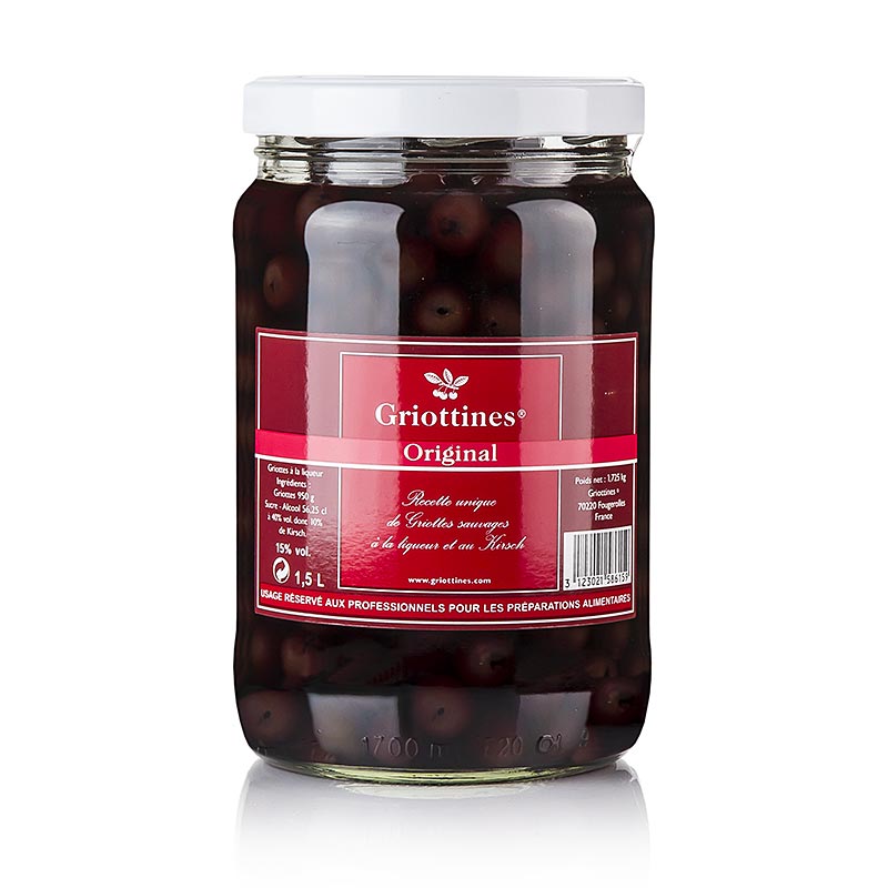 Griottines Original - visine salbatice in kirsch, fara samburi, dulci, 15% vol. - 1,5 L - Pe poate Griottines Original - visine salbatice in kirsch, fara samburi, dulci, 15% vol. - 1,5 L - Pe poate