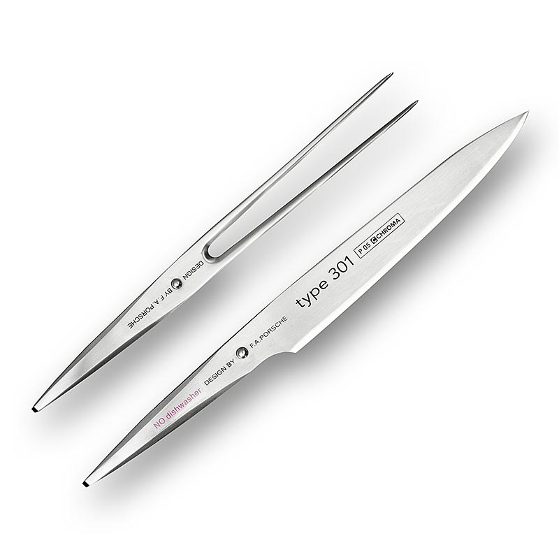 Chroma type 301 P-5/17 Carving Knife Sæt (P-5 Carving Knife P-17 Frying Fork) - Design af FA Porsche - 2 stk. - kasse Chroma type 301 P-5/17 Carving Knife Sæt (P-5 Carving Knife P-17 Frying Fork) - Design af FA Porsche - 2 stk. - kasse