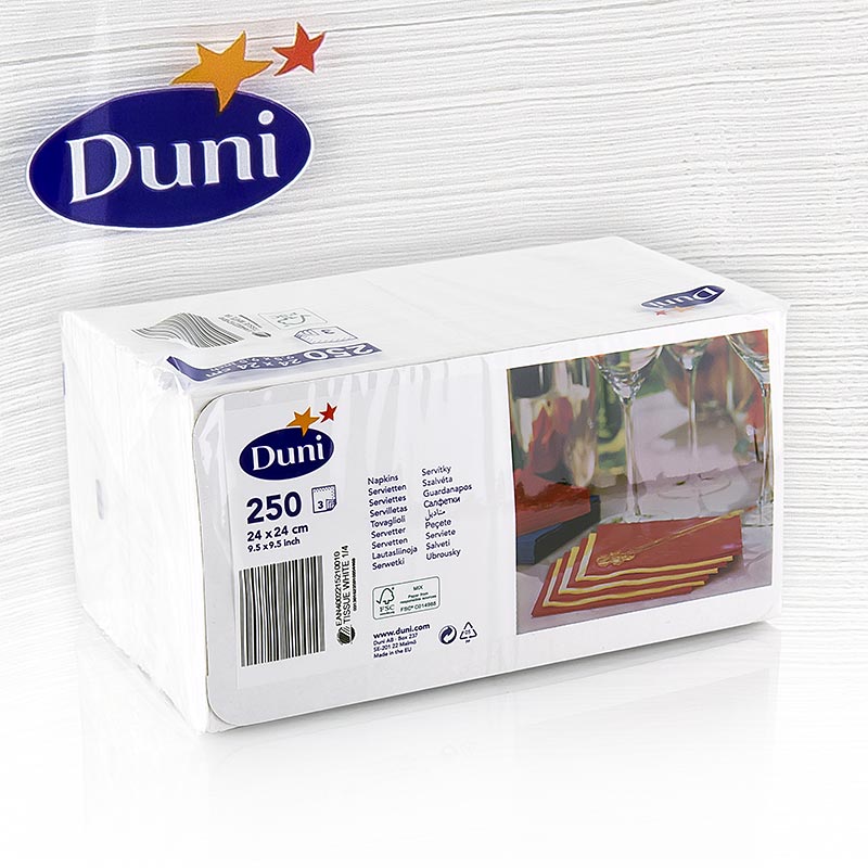 Kokteyl peceteleri, 3 katli, beyaz, 24x24 cm, 1/4 katlamali - 250 adet - folyo