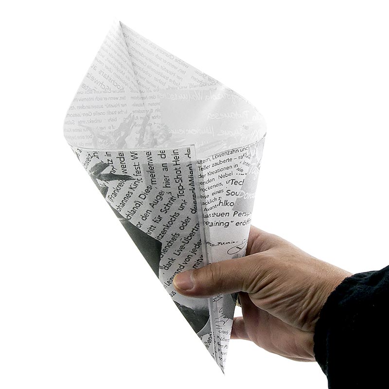 Jednorazowe torebki na rybe z frytkami/frytki, z nadrukiem gazetowym, 21 cm - 1050 sztuk - Karton