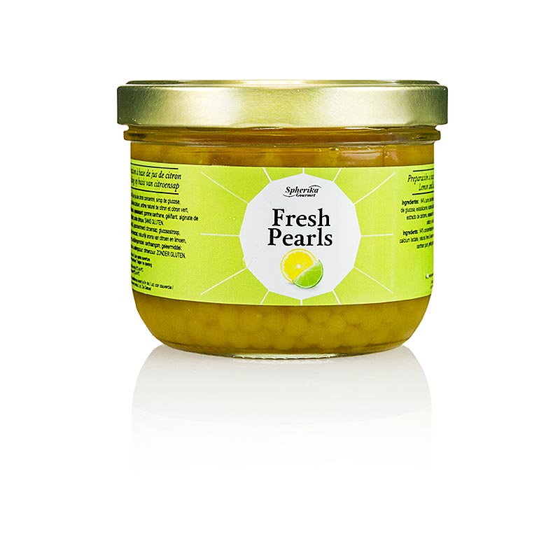 Ovocny kaviar citron-limetka, perla o velikosti 5 mm, kulicky, koktejlove perly - 365 g - Sklenka