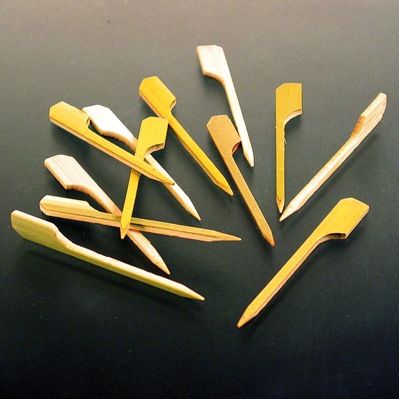 Bamboo skewers, with leaf end, 7 cm - 250 h - bag Bamboo skewers, with leaf end, 7 cm - 250 h - bag