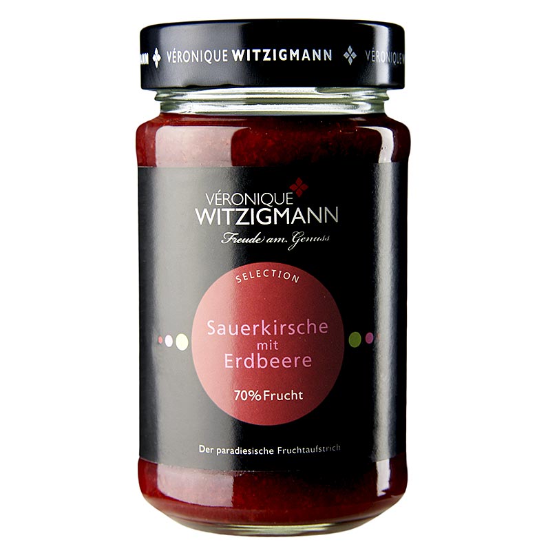 Sour cherry with strawberry - fruit spread Veronique Witzigmann - 225 g - Glass