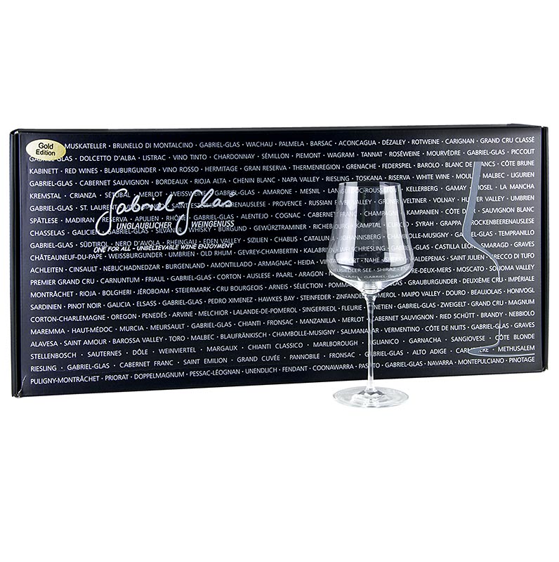 GABRIEL-GLAS© GOLD edition, pohare na vino, 510 ml, fukane ustami, v darcekovom baleni - 6 kusov - Karton