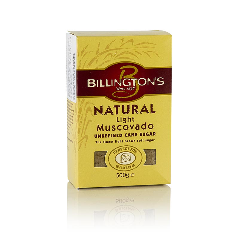 Muscovado cukor, svetly, surovy trstinovy cukor, karamelove tony, Billington`s - 500 g - box