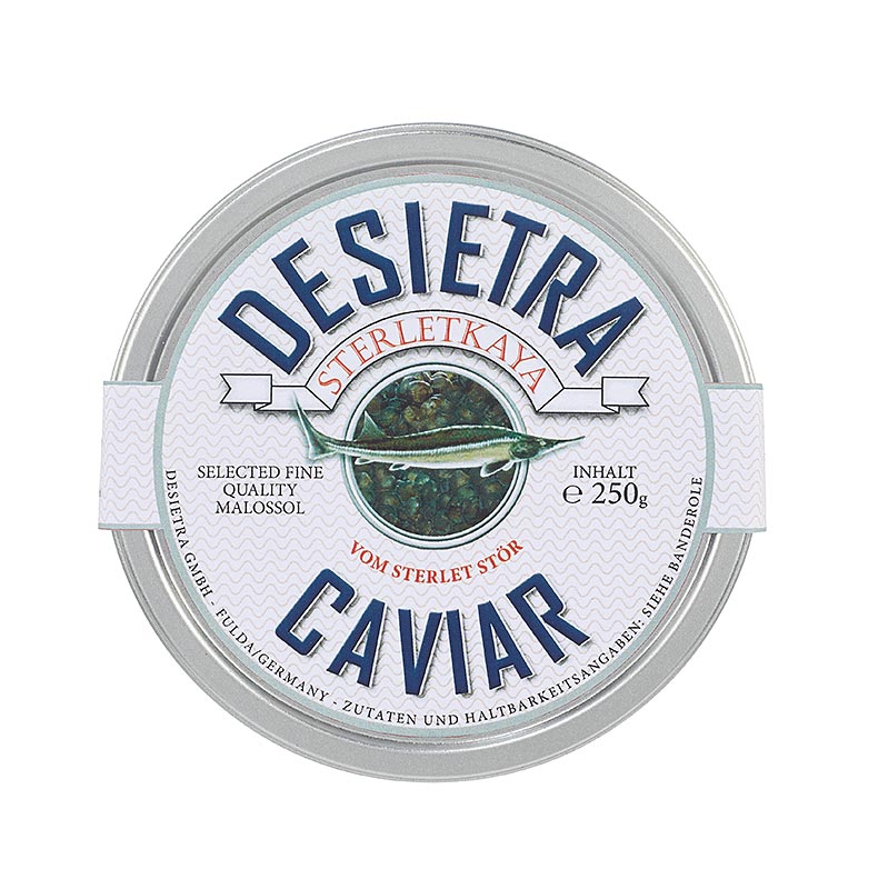 Desietra Sterletkaya Caviar from Sterlet Sturgeon, Aquaculture Germany - 250 g - can Desietra Sterletkaya Caviar from Sterlet Sturgeon, Aquaculture Germany - 250 g - can