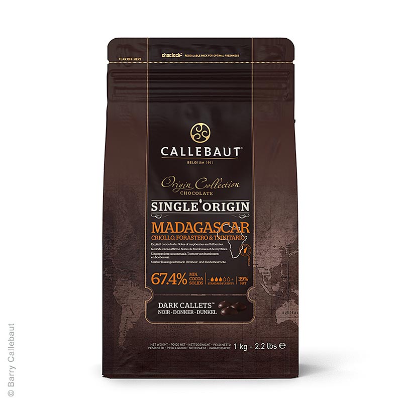 Callebaut Origine Madagaskar, tmava poleva, Callets, 67,4 % kakaa - 2,5 kg - taska Callebaut Origine Madagaskar, tmava poleva, Callets, 67,4 % kakaa - 2,5 kg - taska