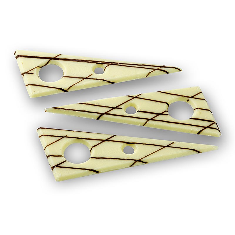 Okrasni pladenj Tramontana - trikotnik, perforiran, bela cokolada, crtasto - 690g, 131 kosov - Karton