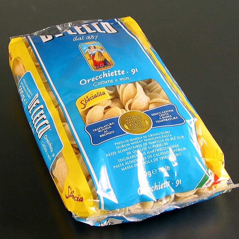 De Cecco Orecchiette, No.91 - 12 kg, 24 x 500 g - zak De Cecco Orecchiette, No.91 - 12 kg, 24 x 500 g - zak