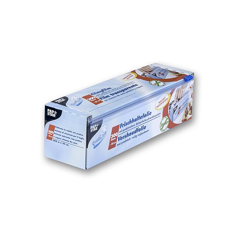 Folie alimentara PVC cu sistem de taiere, 300 mx 30 cm, Papstar - 1 rola, 300 m - Carton