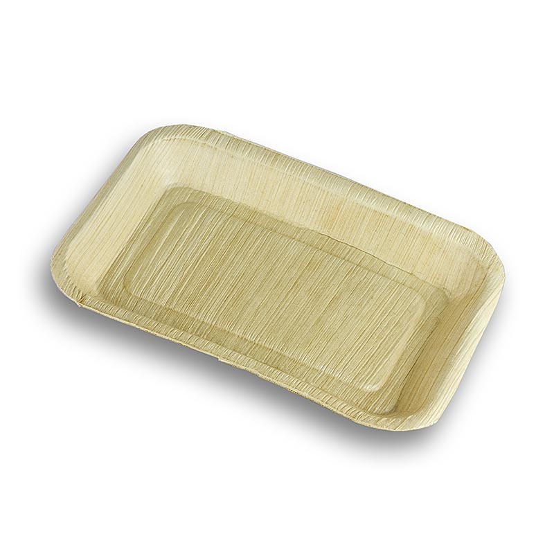 Jednorazowy talerz z liscmi palmowymi, kwadratowy, 16 x 24 cm, w 100% kompostowalny - 100 kawalkow - Karton